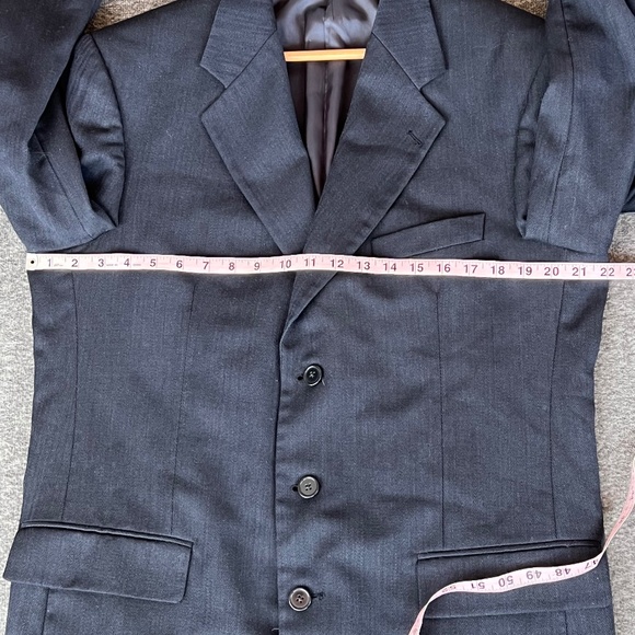 VTG Monsieur Givenchy Mens Navy Herringbone Union Blazer 44(est) Classic Preppy - Picture 15 of 16